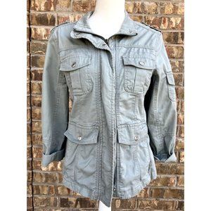 Kenzie‎ Jeans Gray Military Cotton Stretch Zip Lightweight Jacket